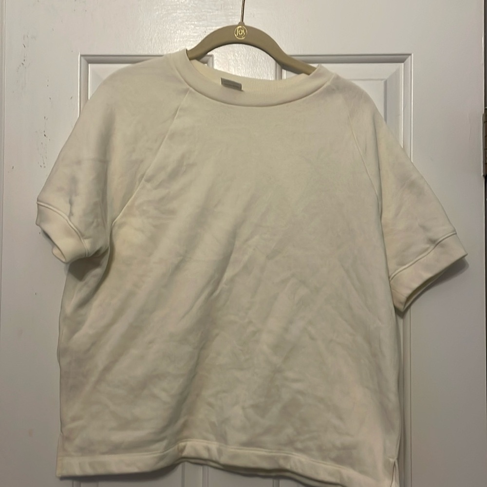 PINK! Short sleeve lightweight sweatshirt. Small. Beige. Super soft